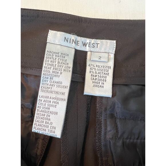 Nine West cropped wide leg capri pant size 2 chocolate brown pockets VTG Y2K - Picture 5 of 8